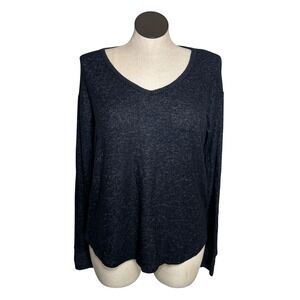 MARKET & SPRUCE Womens XL V Neck Long‎ Sleeve Marled Charcoal Gray Sweater